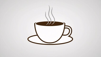 Fototapeta premium Hot Coffee Cup Icon, Minimalist Design - Minimalist design