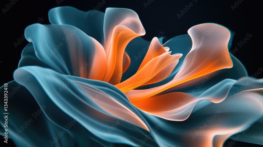 Aufkleber ethereal floral abstraction with soft glow and vivid color splashes in a dark background