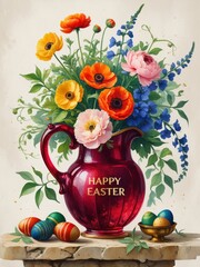 Luxurious Easter Vase with Colorful Floral Arrangement