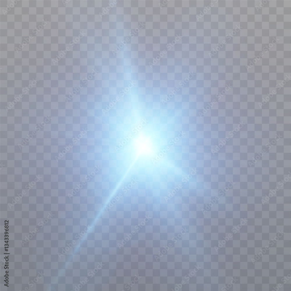 Poster blue glowing light explodes on transparent background. bright star. transparent shining sun, bright 