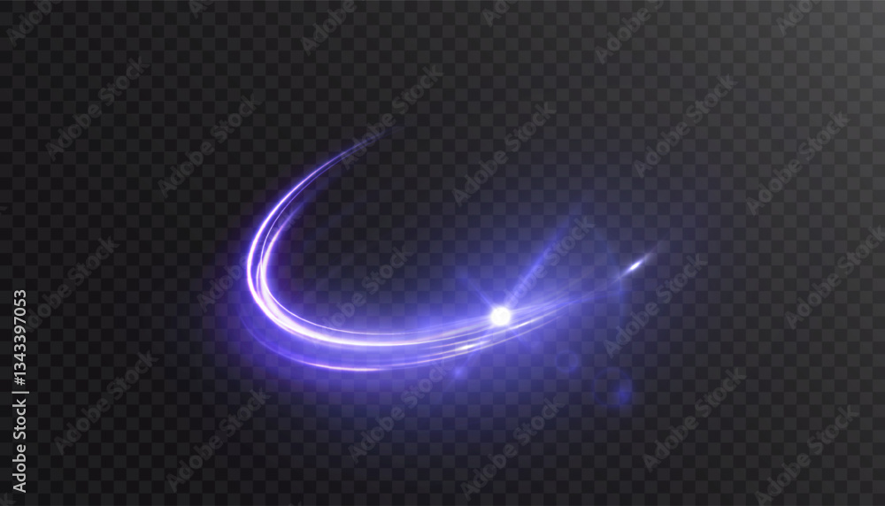 Aufkleber Dynamic blue lines of light with glow effect. Rotating light shiny half rings. Abstract sparkling dynamic light speed lines. Vector 10 EPS	