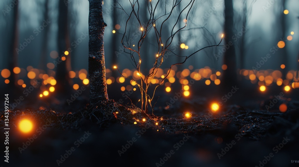 Poster a data forest with glowing keyword 
