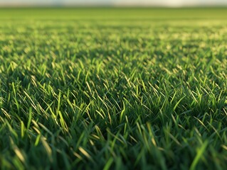 Fototapeta premium A detailed close up view of a beautiful field filled with green grass