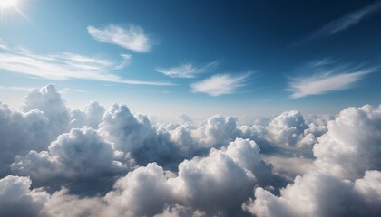 Aerial View of Fluffy White Clouds and Blue Sky