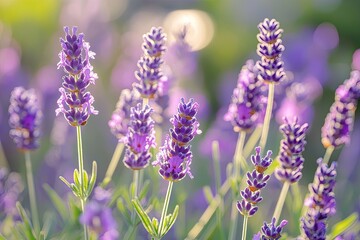 Naklejka premium Lavender blossoms in sunlight