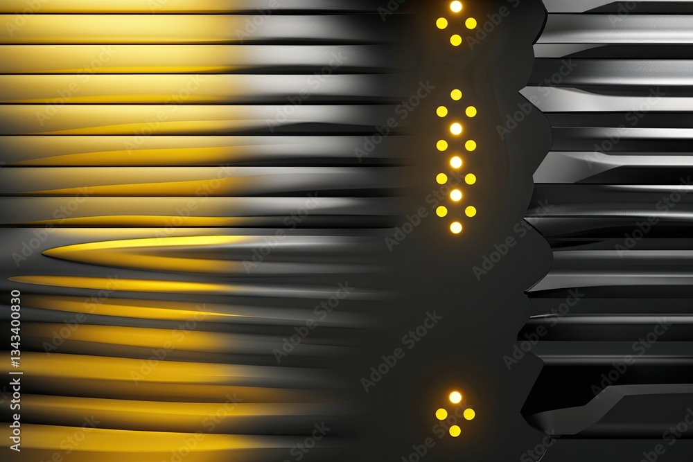 Aufkleber abstract yellow and black light pattern with gradient on modern metallic background