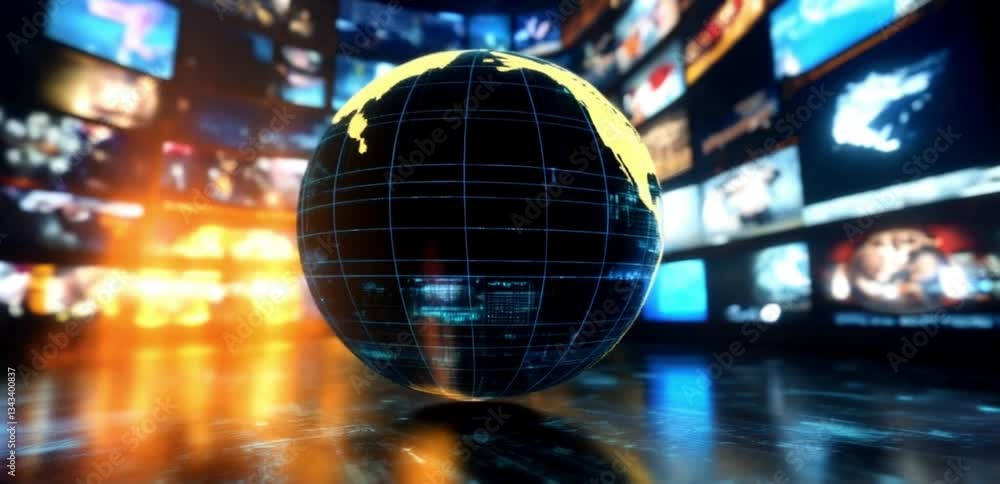 Poster global digital media network: a visual representation of worldwide connectivity and information diss