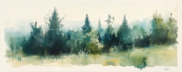 A beautiful and vibrant set of watercolor trees displayed on a white background