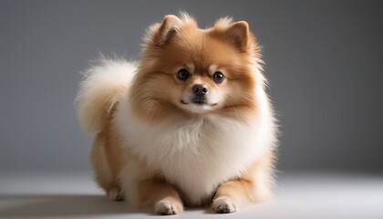 Fluffy Pomeranian Puppy Studio Portrait