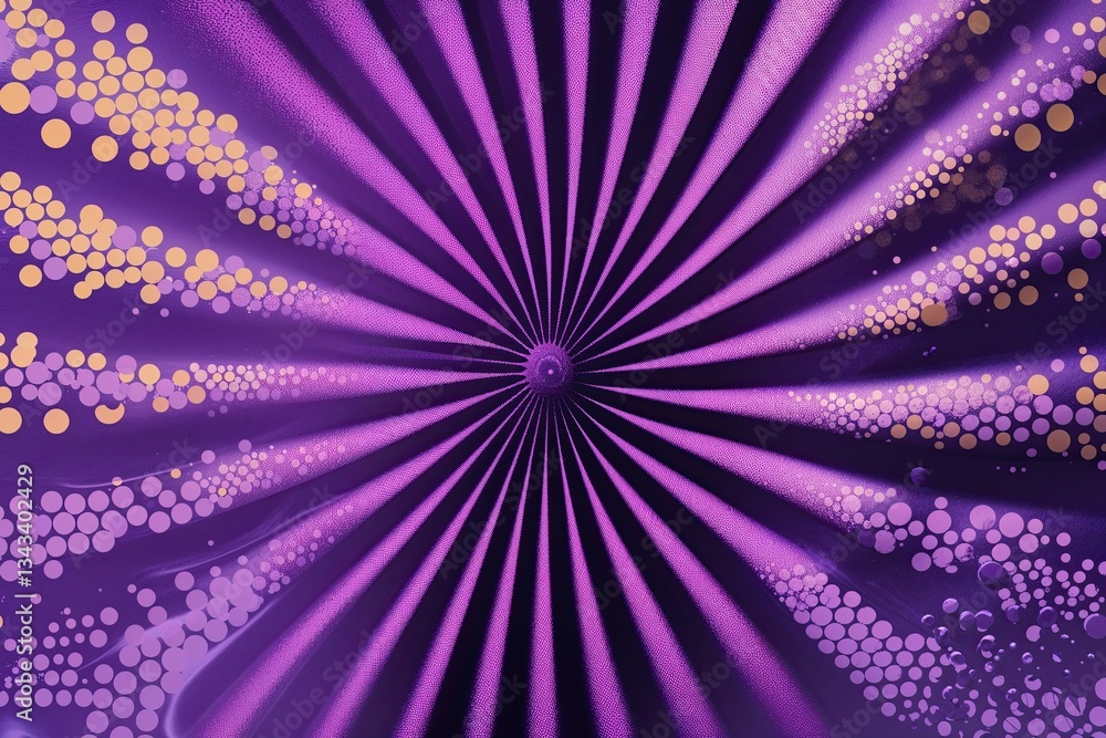 Poster purple radial halftone texture with comic dot pattern and fluid gradient background