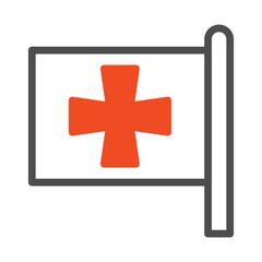 Fototapeta premium Stylized First Aid Flag, Healthcare Visual Sign