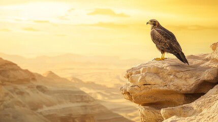 Space Brown Hawk Perspective Golden Yellow Text Empty