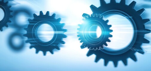 Abstract representation of gears in motion, symbolizing innovation and machinery in a high-tech environment. Ideal for tech and engineering themes. fostering teamwork in industries