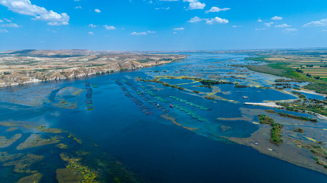 Fish Farming Pools on the Firat River, Birecik, Sanliurfa, Turkey