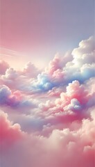 Floating pastel clouds in soft pink, purple, and white hues, creating a peaceful and dreamy abstract background and wallpaper