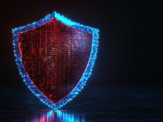 Fototapeta premium Futuristic glowing shield symbolizing digital security and protection