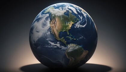 Pixelated Earth Globe Render: Detailed Blue Green Planet with Cloud Cover