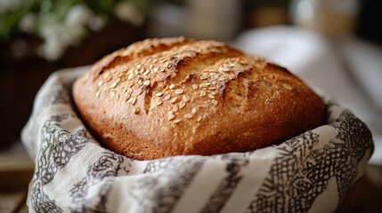 Naklejka premium A symphony of textures and flavors, a masterpiece of wholesome goodness, freshly baked from scratch, a testament to the simple joys of home-cooked comfort.