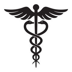Caduceus medical symbol silhouette vector, Caduceus medical icon llustration on white background

