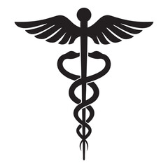 Caduceus medical symbol silhouette vector, Caduceus medical icon llustration on white background

