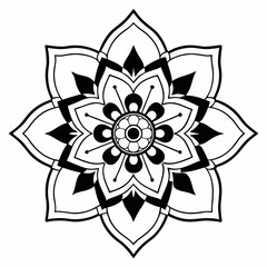 Fototapeta premium Kids Radiant Peaceful Petals coloring book mandala page design, tattoo design, wall art, simple mandala art, Design for a wallpaper Paint shirt and tile Sticker Design, vector file