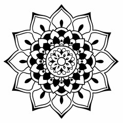 Kids Radiant Peaceful Petals coloring book mandala page design, tattoo design, wall art, simple mandala art, Design for a wallpaper Paint shirt and tile Sticker Design, vector file