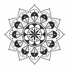 Kids Radiant Peaceful Petals coloring book mandala page design, tattoo design, wall art, simple mandala art, Design for a wallpaper Paint shirt and tile Sticker Design, vector file