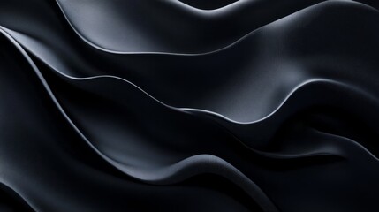 Obraz premium Smooth Black Fabric with Waves and Textures for Background Design