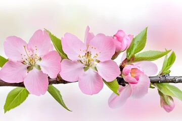 Fototapeta premium Delicate Pink Spring Blossoms Close up Flower Branch