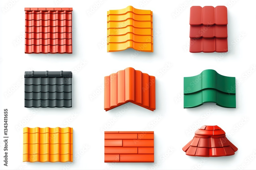 Poster Diverse Roofing Styles Displayed in a Visual Guide for Home Design Concepts