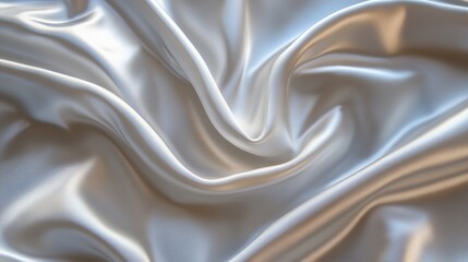 Obraz premium Elegant White Satin Fabric Close-Up with Soft Texture and Shine
