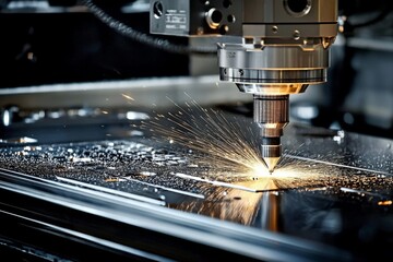Close-up view of a CNC machine lathe showcasing its advanced technology and engineering.