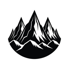 A mountain silhouette on white background