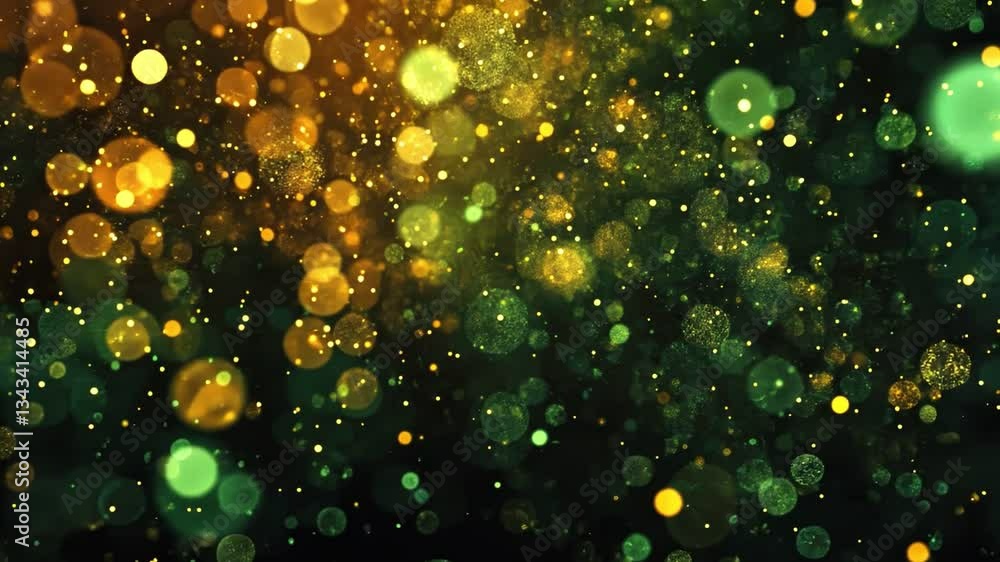 Poster enchanting bokeh lights: a captivating display of luminous bokeh lights in shades of gold and green 