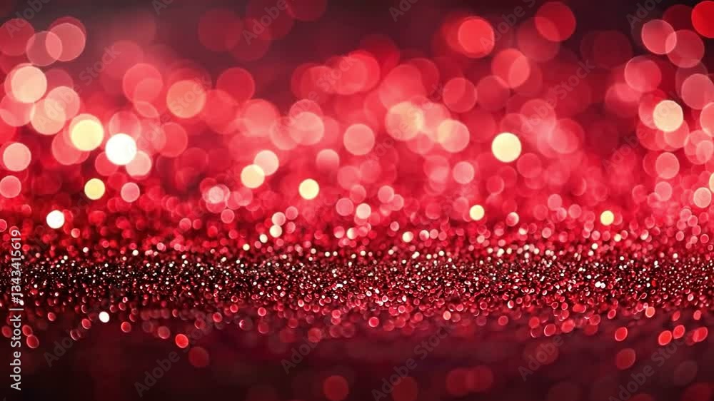 Poster crimson sparkle: an elegant and evocative shot features a vibrant display of red bokeh lights, creat