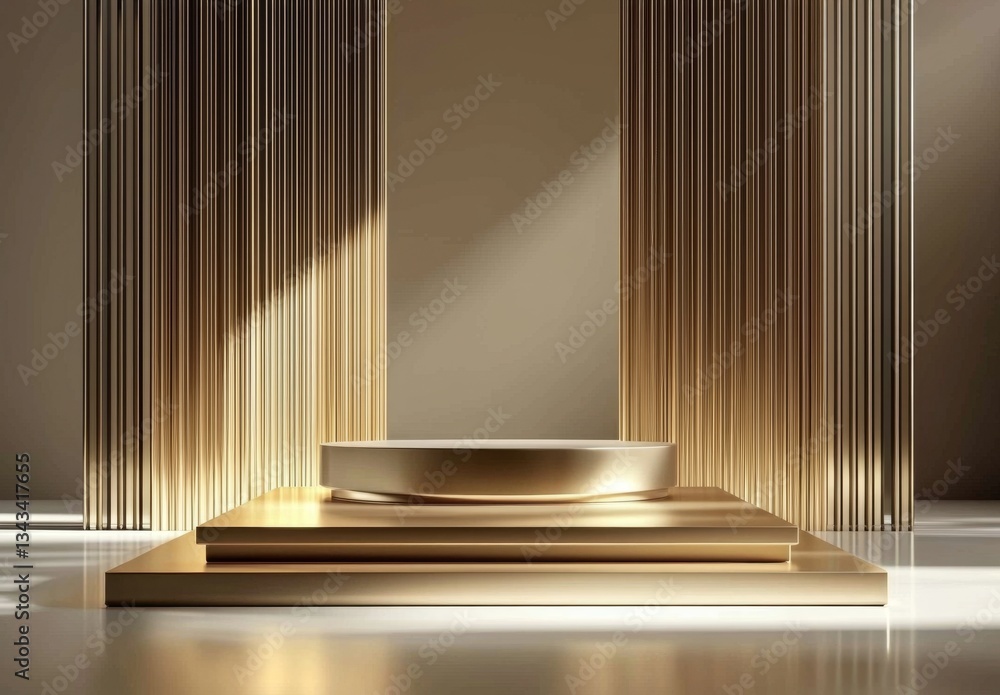 Poster sunlight illuminating empty rays on a stylish display stage.