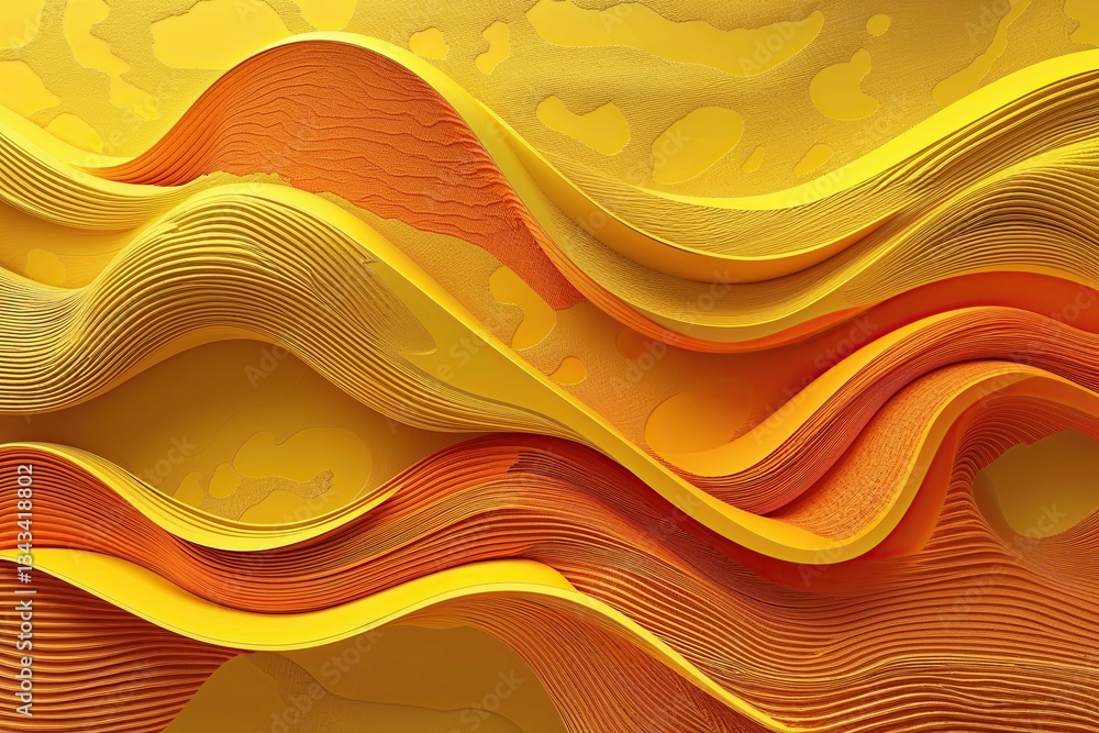 Poster dynamic yellow and orange abstract background with textured wave patterns