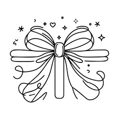 Present box with ribbon and bow. Continuous one line vector illustration. Wrapped surprise package