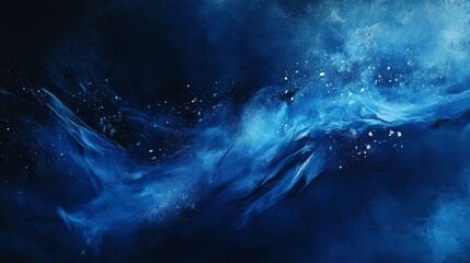 Fototapeta premium Abstract Blue Wave with Stars and Swirls in Deep Space Background