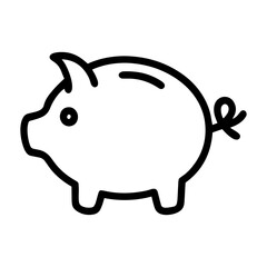 Piggy bank in continuous line art drawing style. Pig moneybox black linear sketch isolated on white background