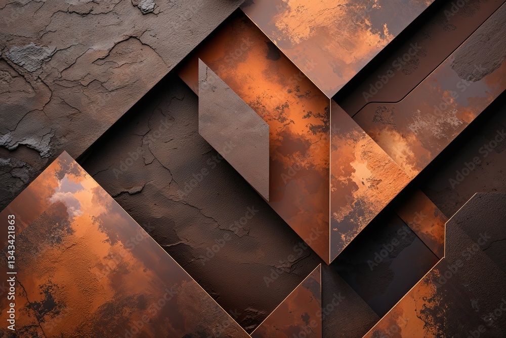 Poster rustic earthy abstract background with brown gradient and creative geometric design for art projects