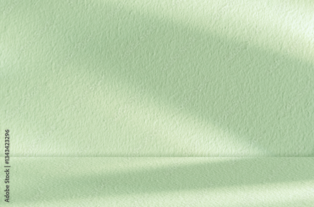 Aufkleber green background studio with gradient light, shadow on podium for product display present,blank back