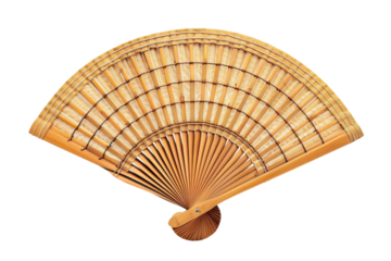 Delicate traditional hand fan displayed elegantly on a simple background for artistic appreciation