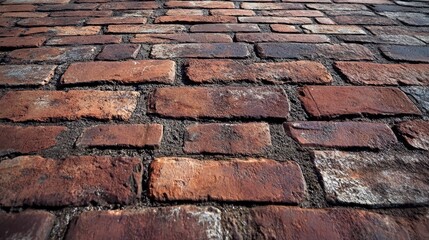 Close up perspective of a brick surface on the ground