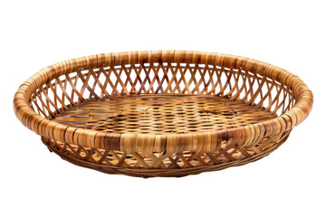 Handcrafted woven basket showcasing intricate design and natural materials in warm tones