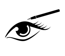 vector illustration of a eyeliner pencil with eye illustration of cosmetic make up tools beauty product black color