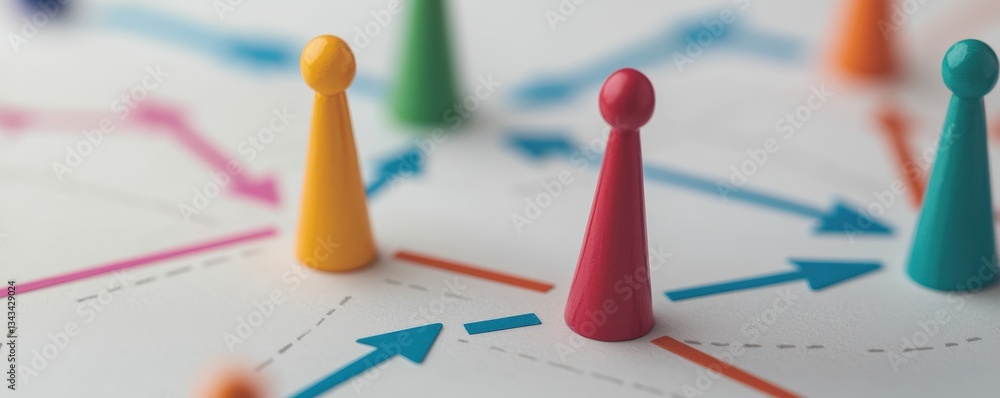 Aufkleber create opportunities strategy goal-setting concept. colorful game pieces on a strategy board with ar
