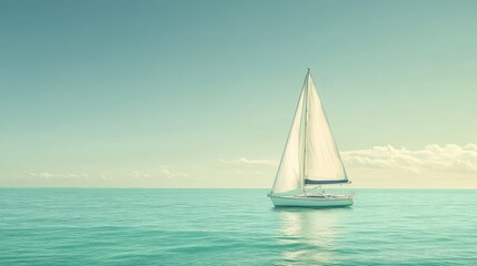 Fototapeta premium Space Sailboat Blue Moment Green Right Pastel Vibe