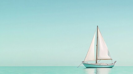Naklejka premium Space Sailboat Blue Perspective Text Vibe Sails Ocean