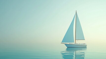 Fototapeta premium Space Sailboat Blue Overview Horizon Nautical Green